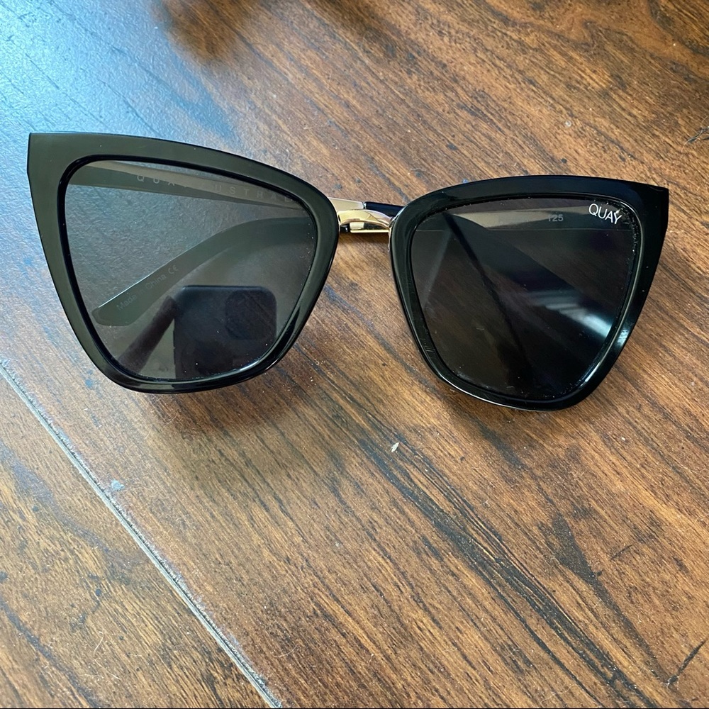 Quay Black and Gold Cat Eye Sunglasses